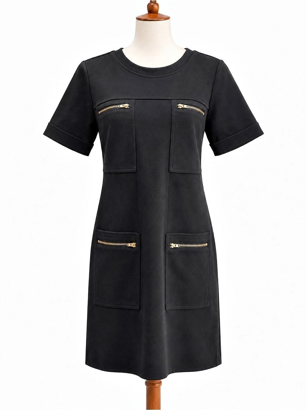 J.Crew Wool Mini Dress in Black Fall Gold Zipper Detail 4